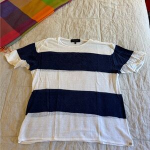 Striped Navy & White Short Sleeve Linen Tee